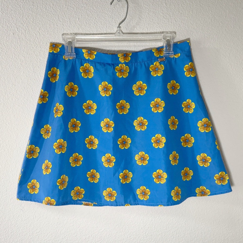Blugirl Folies Blue Floral Mini Skirt‎ Yellow Flower Print Made in Italy 10 NWT